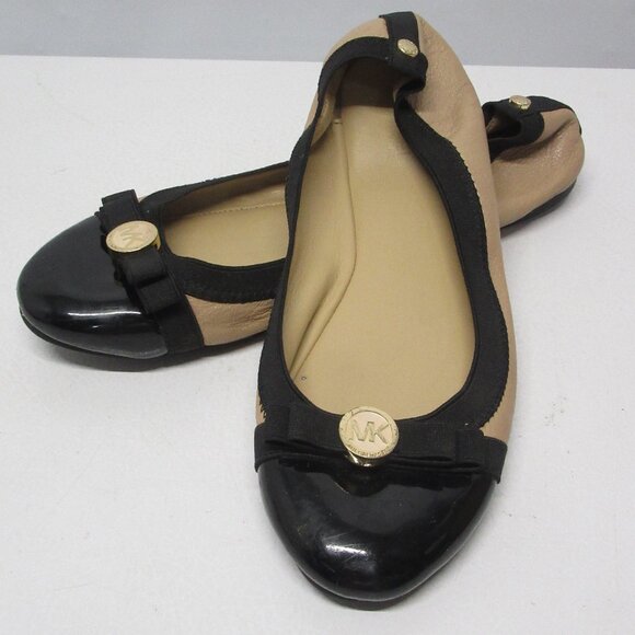 Black & Beige Michael Kors Dixie Ballet Flats in Size 8M - Picture 1 of 6